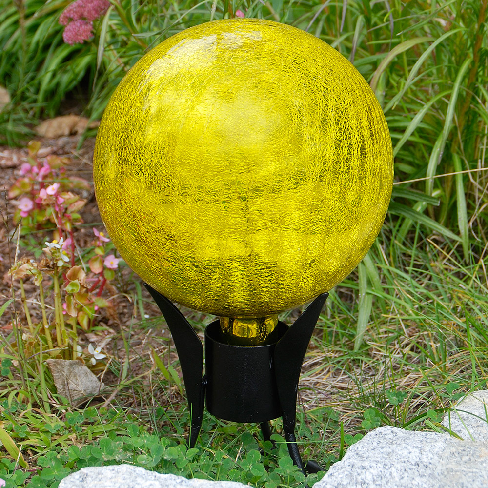 Achla Garden Gazing Globe Lemon Drop Crackle